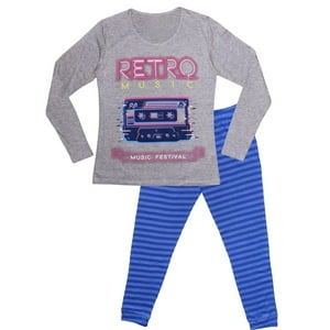 Tiare - Pijama Mujer Algodón Retro Music Gris M