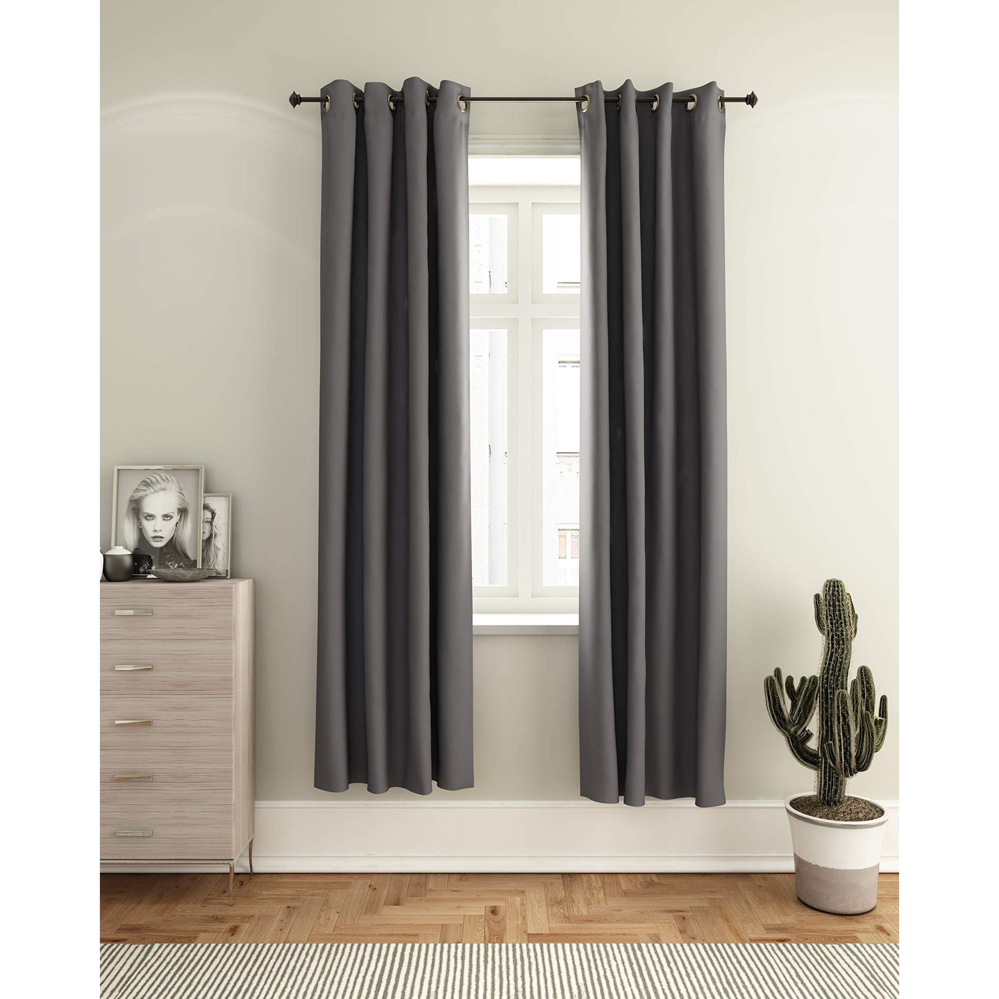 Cortina Furinno Collins Gris Oscuro 132 X 213 Cm 100% Poliéster