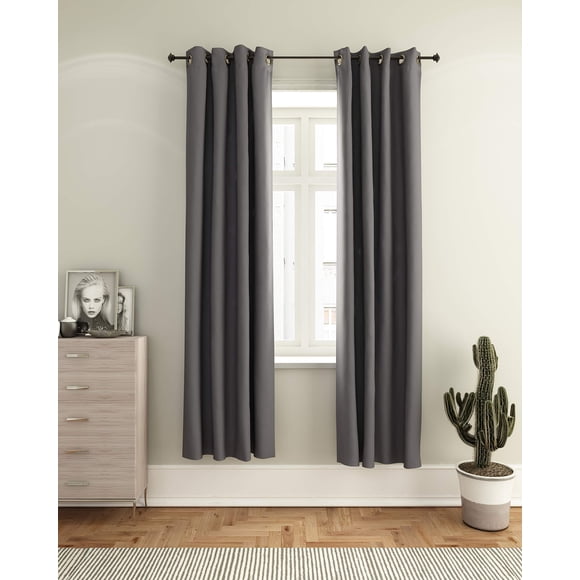 Cortina Furinno Collins gris oscuro 132 x 213 cm 100% poliéster