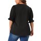 thumbnail image 3 of Blusa de Gasa para Mujer de Talla Grande Agnes Orinda con Cuello en V y Mangas Cortas Abullonadas Casual Sólida 3X Negra, 3 of 6
