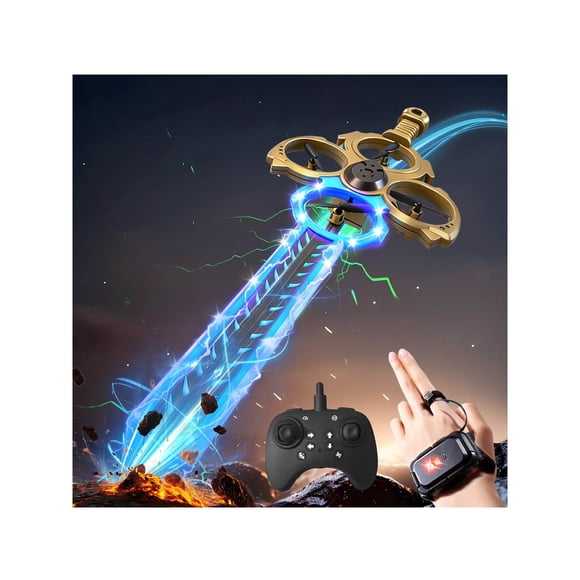 Drone RC Virellia Espada Voladora LED con Control por Gestos y Acabado Dorado