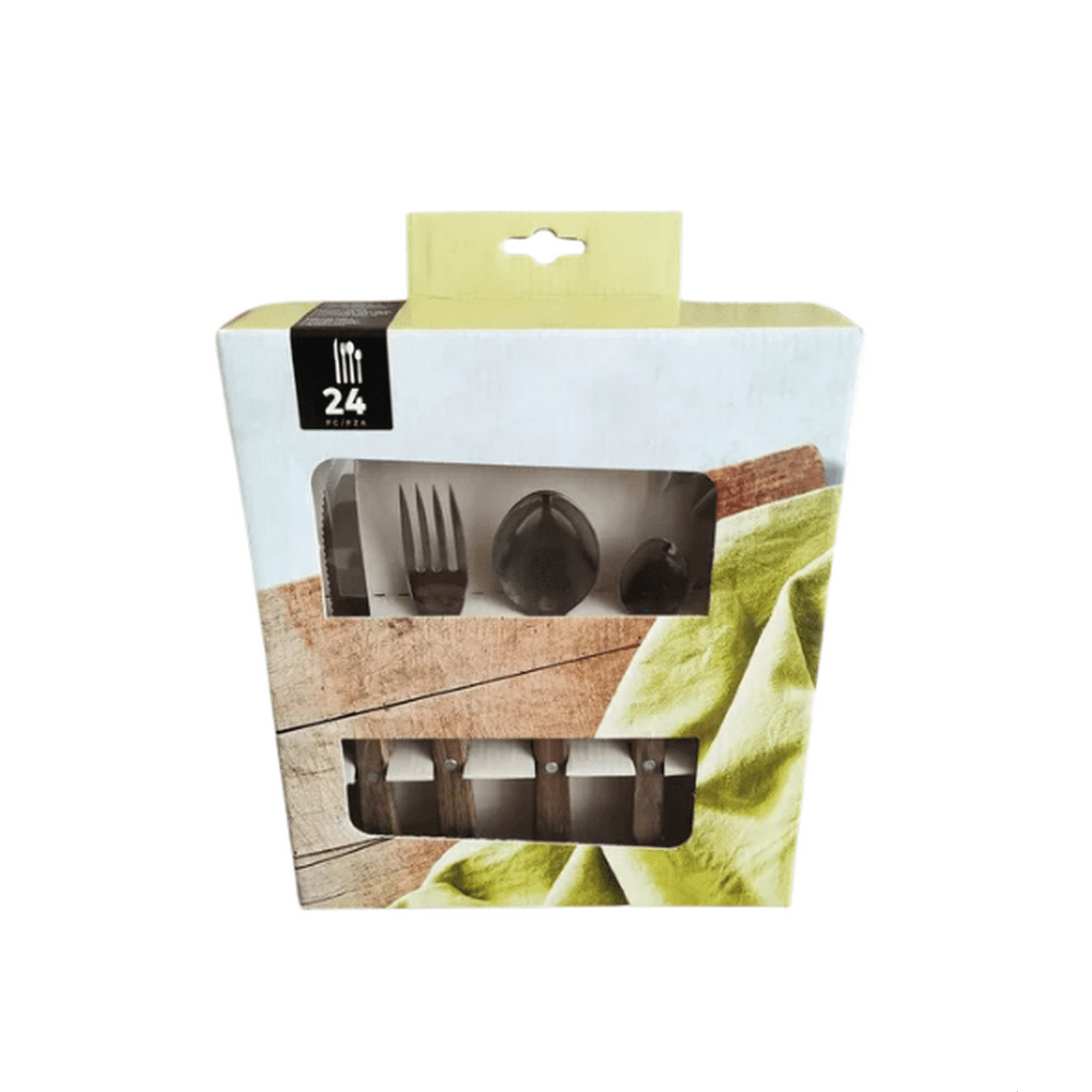 Genérico - Cubiertos Mango Madera, Café