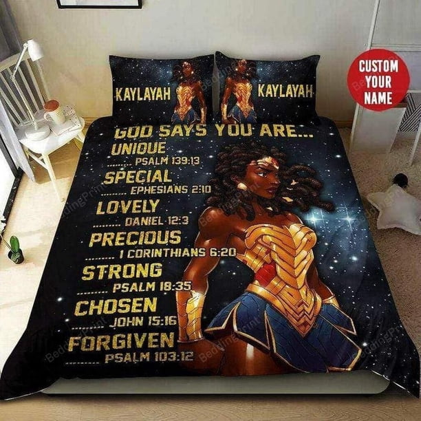 Strong Black Women God Say You Are Quilt Duvet Cover Set Comforter Cover3-Piece Bedding Set (1 Duvet Cover + 2 Pillow Shams)