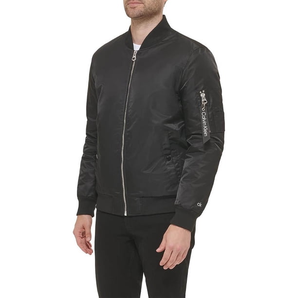 Chaqueta Hombre Calvin Klain Men's Nylon Flight Jacket Negro CME54122 negro L