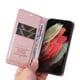 thumbnail image 4 of Funda Billetera de Cuero para Samsung Galaxy S21 Ultra con Tarjetero y Soporte - Tapa Magnética Rosa, 4 of 6