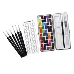 Magideal - De Pintura De Acuarela Gouache Y Estuche De Almacenamiento. Para Adultos, Niños, Artistas. , Juego De Latas De 50 Colores