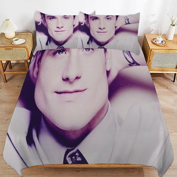 Josh Hutcherson Bedding Set Duvet Cover Comfortable and Lightweight Cartoon Bedding 3 Piece Bed Set