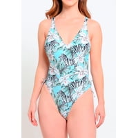 Samia - Traje De Baño Rebajado Estampado Verde M