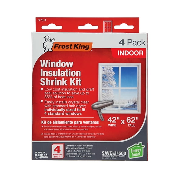 Kit de film retráctil para ventanas Frost King V73/4T, paquete de 4, transparente
