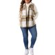 thumbnail image 2 of Abrigo de Talla Grande para Mujeres Agnes Orinda Chaleco de Cuadros con Bolsillo Inclinado Sin Mangas Chaqueta Abotonada Exterior 1X Blanco Marrón, 2 of 6