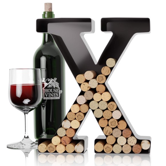 Soporte de corcho para vino HouseVines, metal, con monograma y letras, decoración artística
