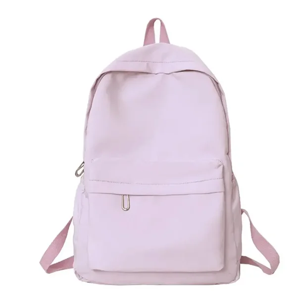 Fashion Zipper Solid Color Waterproof Backpack Students Casual Large Capacity Schoolbag Girl School Books Stationery Bags