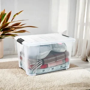 Recilock - Caja Plastica Transparente 52 Lts C/Ruedas Mod Tg51122B