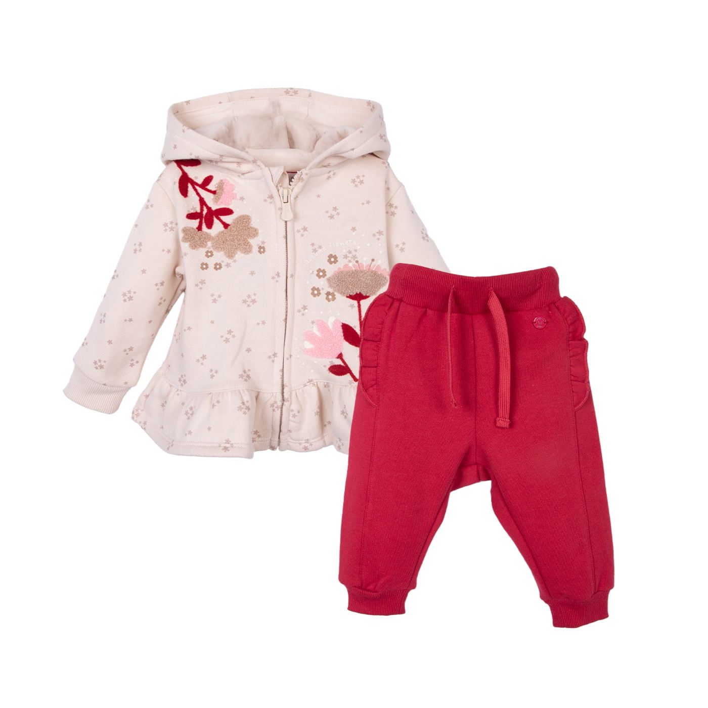 Pillin - Buzo Bebé Niña Estampado Floral Con Vuelos Rojo