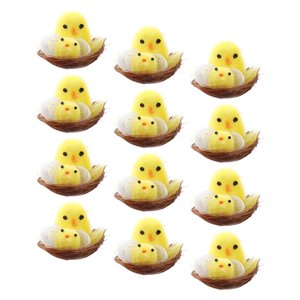 Bothyi - 12 Uds. Estatua De Nido De Huevos De Pollitos De Pollo De Pascua Para Decoraciones De Animales