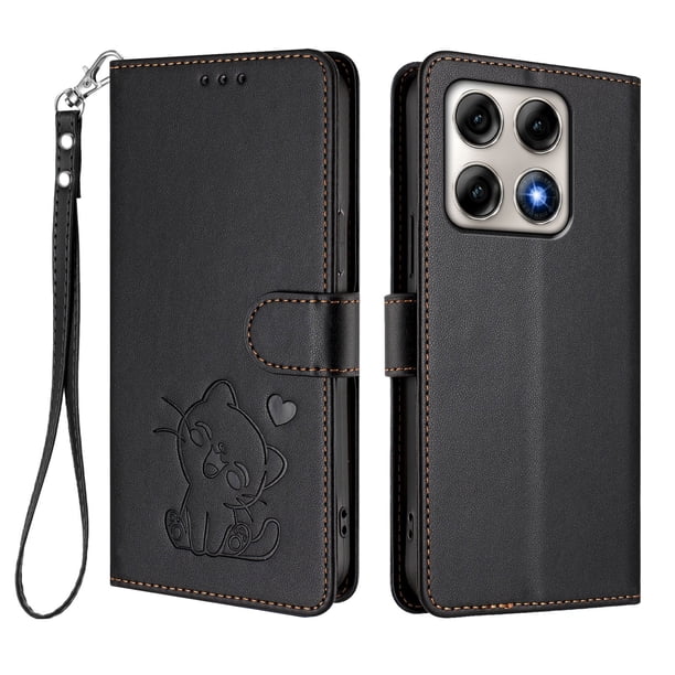Carcasa Billetera de Cuero Sintético para Motorola Edge 70 Pro, Negro