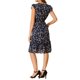 thumbnail image 3 of Vestido Floral de Mujer INSPIRE CHIC con Mangas con Volantes, Escote en V, Fruncido, Volantes, Vestidos Casuales Azul Marino S, 3 of 6