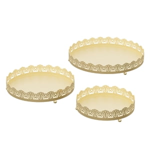 Bothyi - 3 Bandejas De Hierro Para Exhibición De Pasteles, Platos Para Servir Frutas, Para Fiestas, Bodas Y Escritorios.