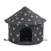 Magideal - Casas Para Para El Invierno, Al Aire Libre, Impermeables, Cálidas, Resistentes A La Intemperie, Cama Para , Perrera Para , Negro Redondo S Negro