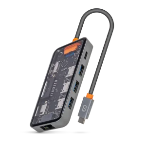 Logiix Usb Type-C To Hdmi Multiport Crystal Hub Graphite Grey / Cristal