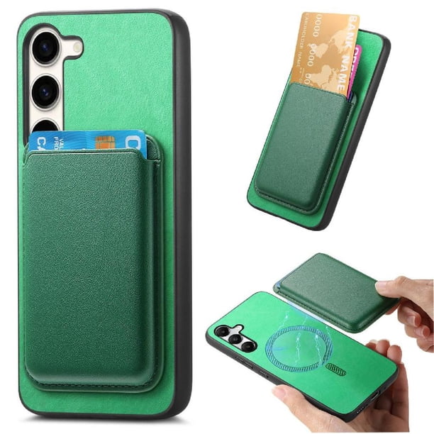 Funda de Cuero Magnética con Tarjetero para Samsung Galaxy S23 Cubierta Delgada Verde