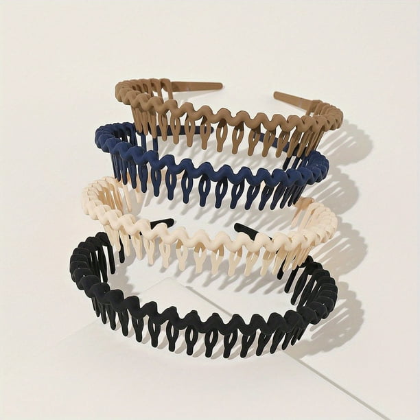 3/4pcs Teeth Hair Band Solid Color Hair Band Simple Style Headband Wavy Nonslip Headdress For Women Girls Men Washing Face Skincare Makeup