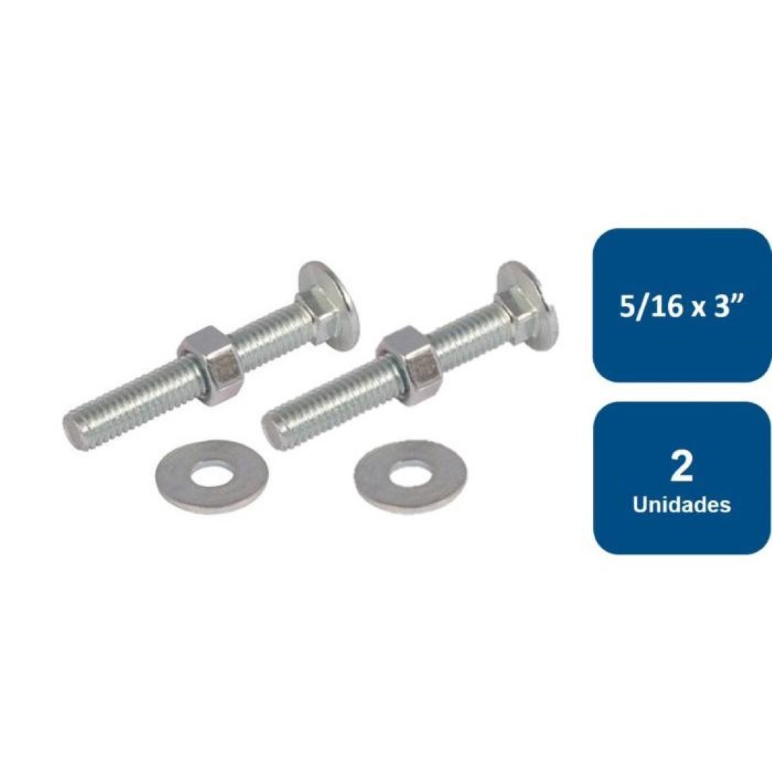 Rukafe Basics - Pernos Coche Con Tuerca Y Golilla 5/16X3"" 2Un.