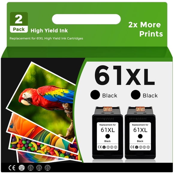 Cartucho De Tinta 61xl Negro De Repuesto Para Hp Paquete De 2