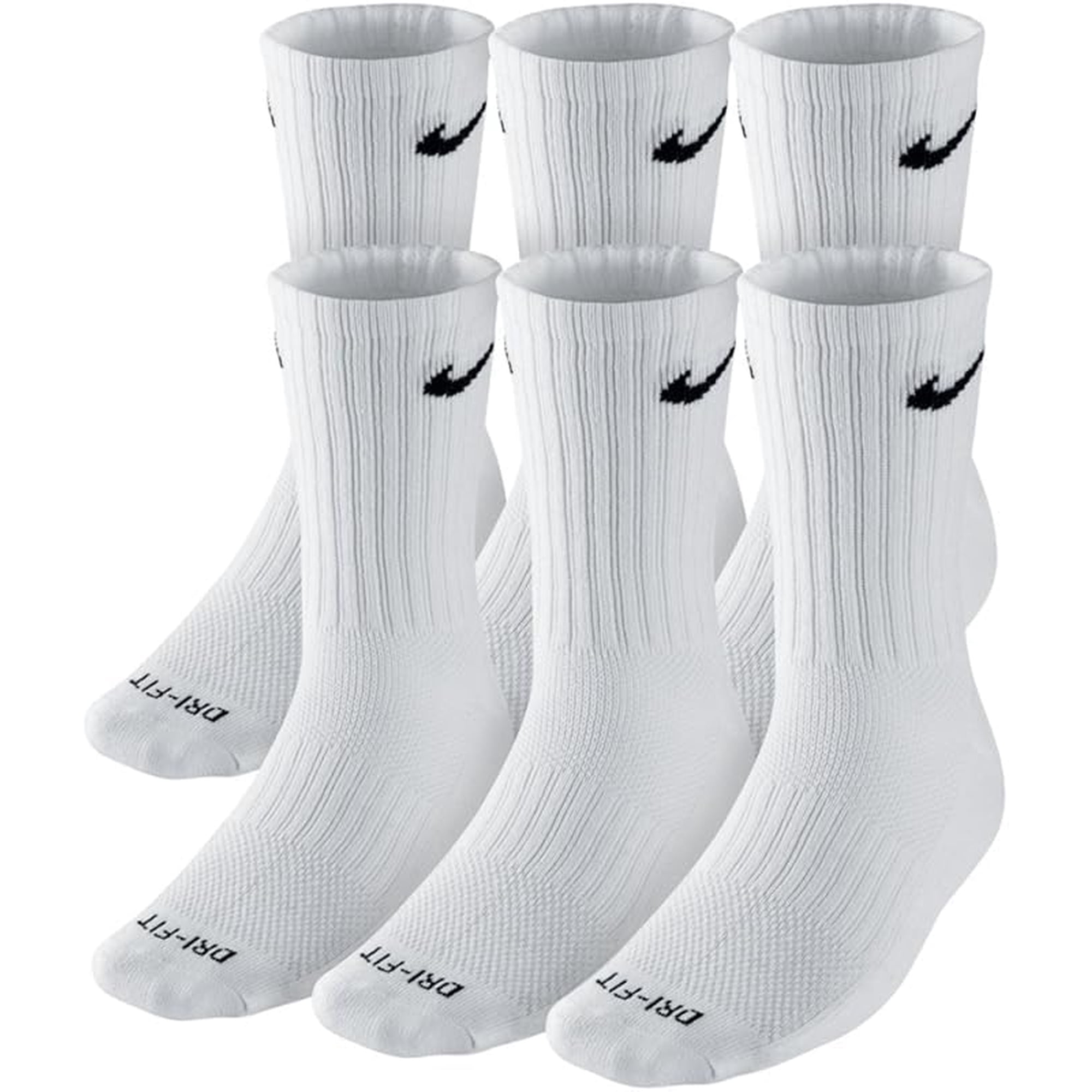 Calcetines Nike Everyday Cushioned, 6 Pares, Dri-fit, Blancos