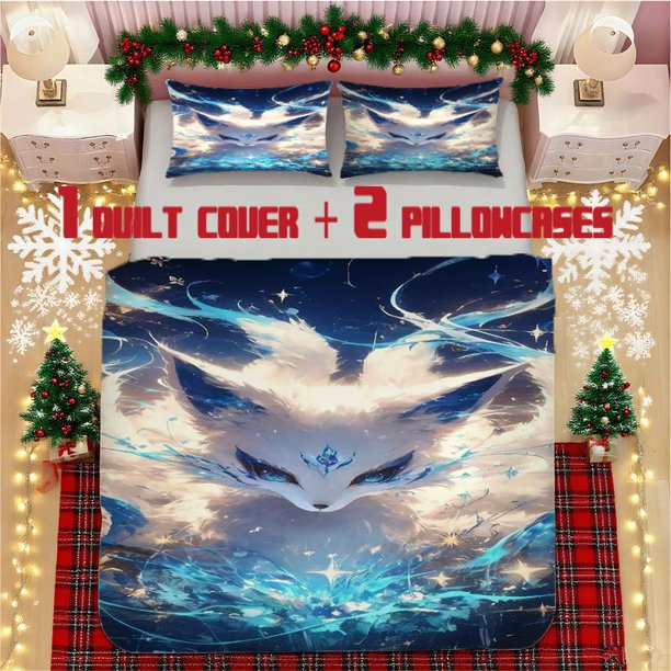Fantasy Nine-Tailed Fox Soft Printed Bedding Set Polyester Fabric Decorative & Warm