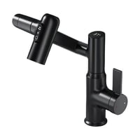 Magideal - Grifo De Baño Con Rotación De 360 Grados, Válvula De Cerámica Con Núcleo Giratorio, Pantalla De Temperatura, Grifo Para Fregadero De Cocina, Aireador Negro