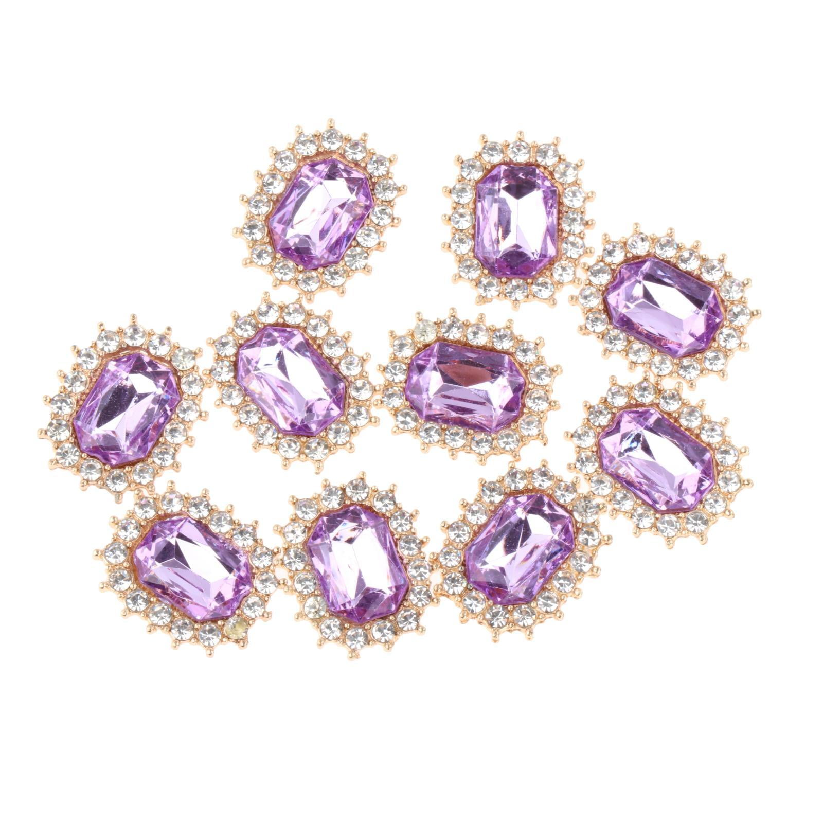 Bothyi - 10 Botones De Diamantes De Imitación Para Manualidades, Decoración Para Ropa, Broche, Boda, Color Morado