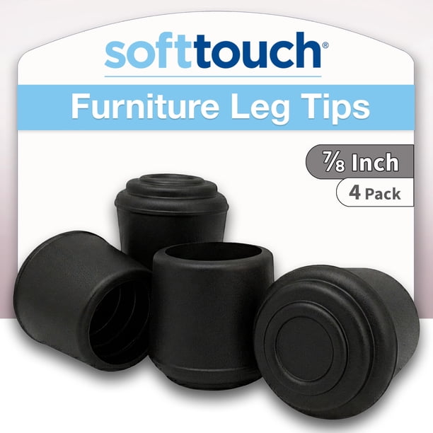 Protectores para patas de silla SoftTouch de goma antimarcas 7/8" negros, paquete de 4