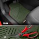 thumbnail image 5 of Alfombrillas de coche Motor Trend de 3 piezas, verdes e impermeables, 5 of 8