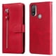 thumbnail image 1 of Funda con Cremallera para Motorola MOTO E20/E30/E40, Carcasa Cartera de Cuero PU con Soporte y Tarjetero, 1 of 6