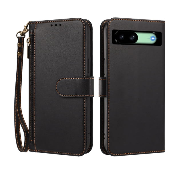 Funda Tipo Billetera para Google Pixel 8A con Soporte y Bolsillo con Cierre Negro