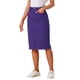 thumbnail image 4 of INSPIRE CHIC Falda de Mezclilla de Cintura Alta para Mujer Falda de Jean a la Rodilla con Dobladillo Deshilachado y Bolsillos Púrpura S, 4 of 6