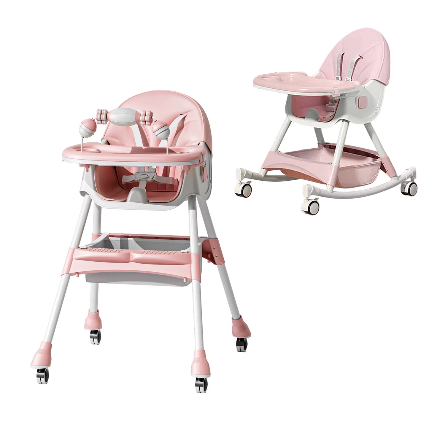 Mundo Online - Silla Comer Bebe Doble Altura Safe Baby Mecedora Reclinable Rosada