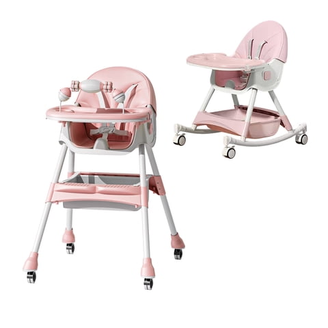 Mundo Online - Silla Comer Bebe Doble Altura Safe Baby Mecedora Reclinable Rosada