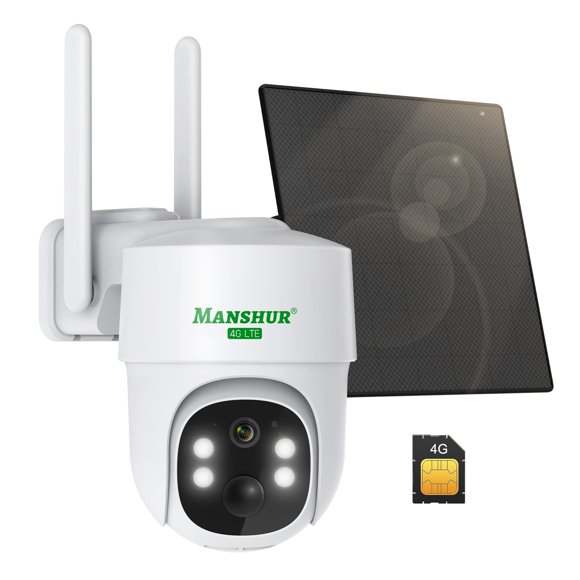 Cámara de seguridad celular Manshur 4G LTE Outdoor 2K/3MP