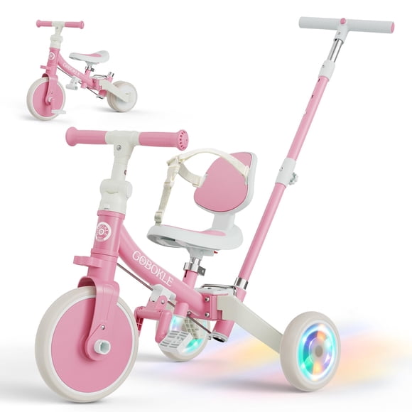 Triciclo GOBOKLE 5 en 1 para Niños Pequeños Ruedas Rosas Claras