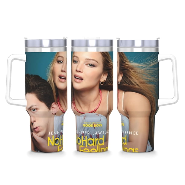Sin Malos Rollos Vaso aislado de acero inoxidable con asa, diseño temático, regalo para familia, amigos y fans; incluye pajita y encaja en el portavasos estándar, 40 oz