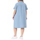 thumbnail image 3 of Agnes Orinda Vestido de Mezclilla para Mujer Talla Grande, Botones Abajo, Cuello con Solapa, Manga Corta, Midi, Casual de Verano, Camisa de Mezclilla con Bolsillos 3X Azul Claro, 3 of 6