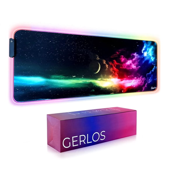 Alfombrilla de ratón para juegos Gerlos RGB, grande, extendida, 80 x 30 cm