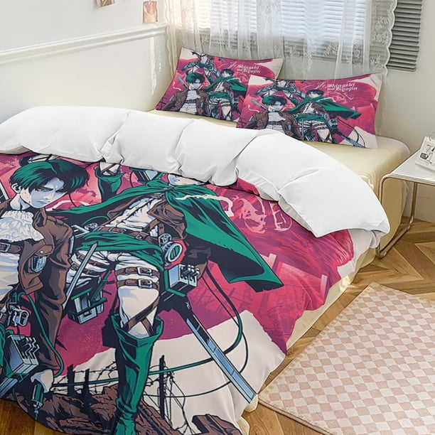 Attack on Titan Anime Home Bed 3-piece Set Classic Japanese Anime Polyester Wash Student Dormitory Set