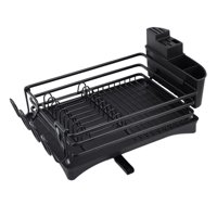 Bothyi - Estante Para Platos De Cocina, Soporte Para Drenaje, Bandeja, Ahorro De Espacio Para Encimera De Armario, Negro