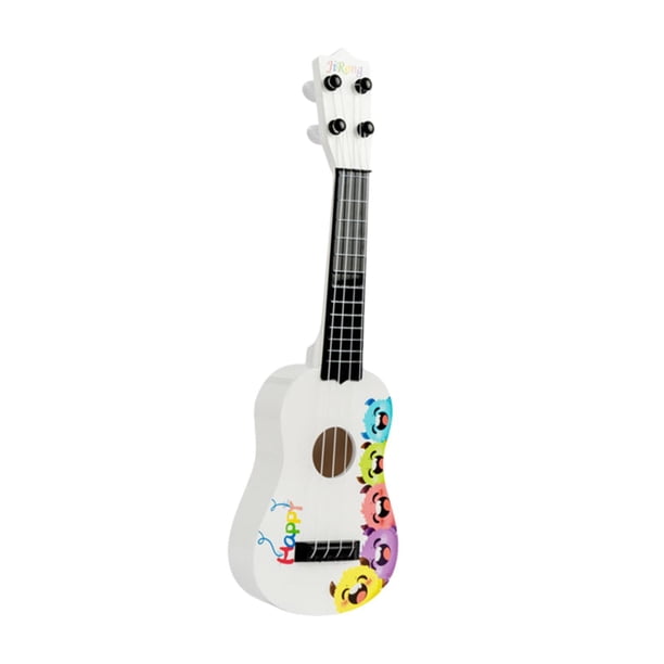 Ukelele de juguete, instrumento musical, juguete educativo temprano, fácil de sostener, guitarra pequeña de cuatro cuerdas, regalo para niños principi blanco