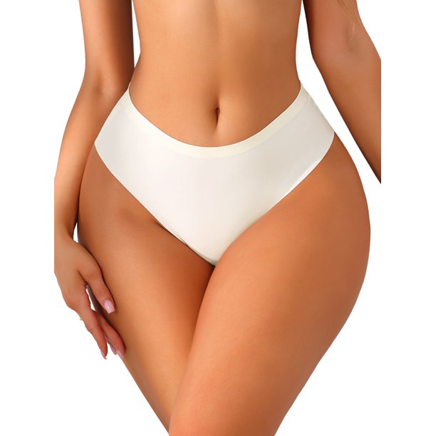 INSPIRE CHIC Ropa Interior de Mujer de Cintura Media de Seda de Hielo Cómoda Sin Costuras Talla Extra Grande Blanca