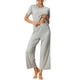 thumbnail image 2 of INSPIRE CHIC Conjunto de Pijama de Mujer Acanalado de Manga Corta Modal con Puños Volantes y Pantalones de Descanso Suaves S Gris, 2 of 5