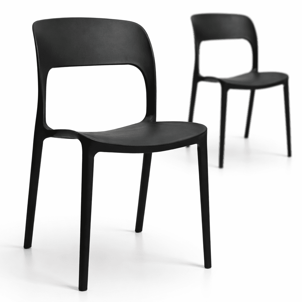 Space Home - 2 Sillas Modernas Negras 43x41x83 Cm Para Comedor Terraza